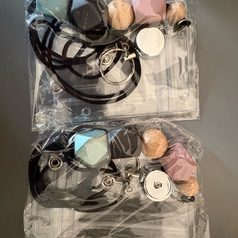 Beaded Lanyard Badge Holder with Pastel Beads